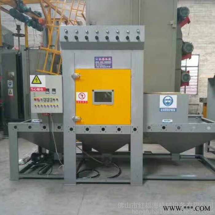噴砂機(jī)佛山拋丸機(jī)廠家平面輸送自動(dòng)式噴沙機(jī)電鍍掛具脫漆處理拋丸機(jī)